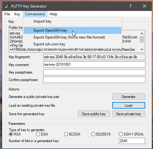 PuTTy key Generator2